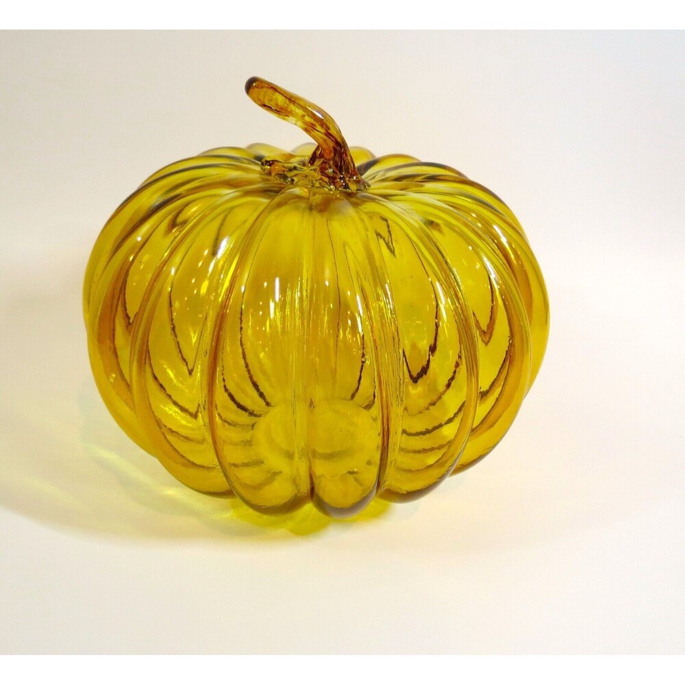New Huntington Home Glass Pumpkin Short Orange Fall Decor